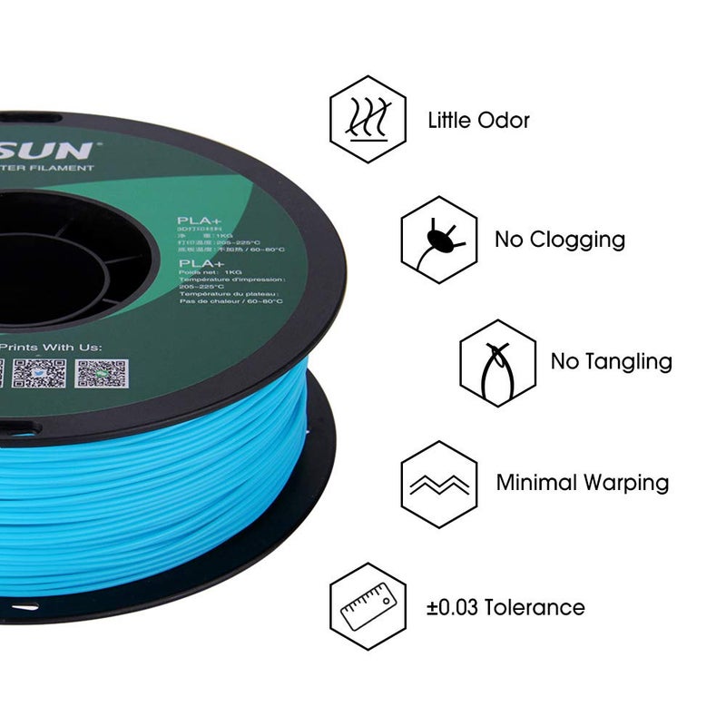 eSUN PLA PRO (PLA+) 3D Printer Filament, Dimensional Accuracy +/- 0.03mm, 1kg, Plastic Spool, 1.75mm, Light Blue - Image 4